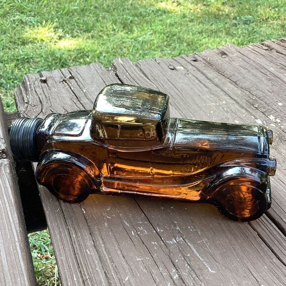 Vintage Avon 1930s Coupe Car Six Series‎ Full Amber Glass Aftershave Bottle - Picture 1 of 5
